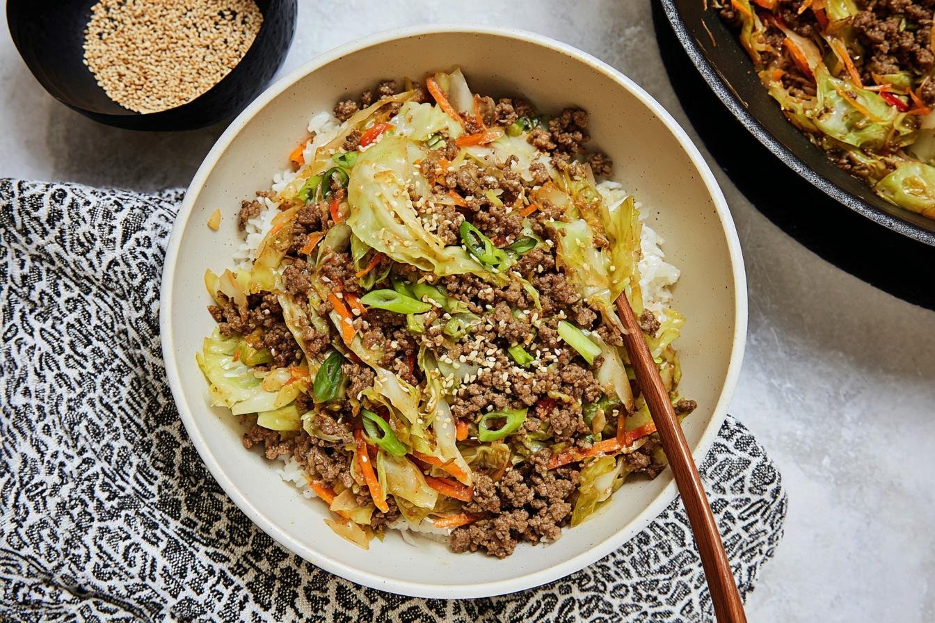 Easy Asian Ground Beef and Cabbage Stir Fry