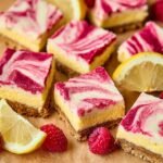 Lemon Raspberry High Protein Cheesecake Bars