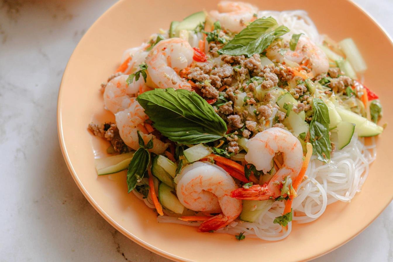 Shrimp Spring Roll Salad Recipe with Ginger Dressing