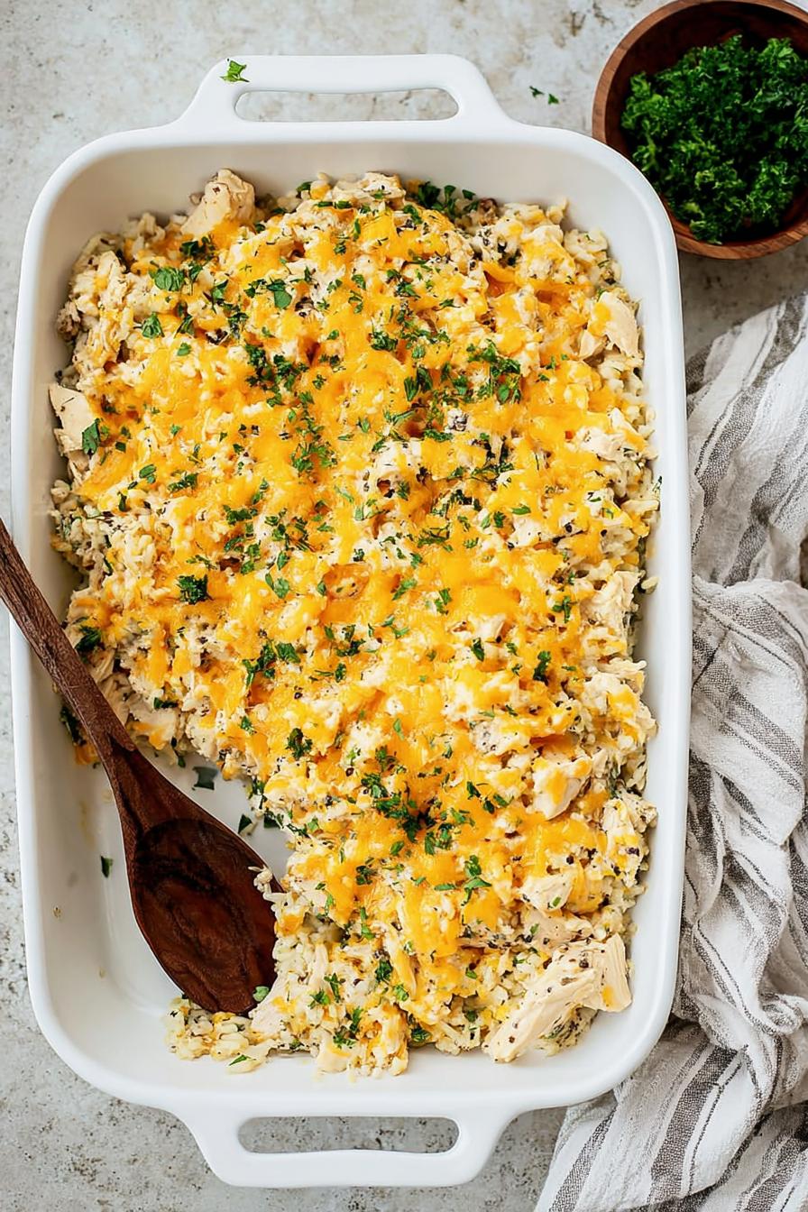Cheesy Chicken, Rice and Cauliflower Rice Casserole