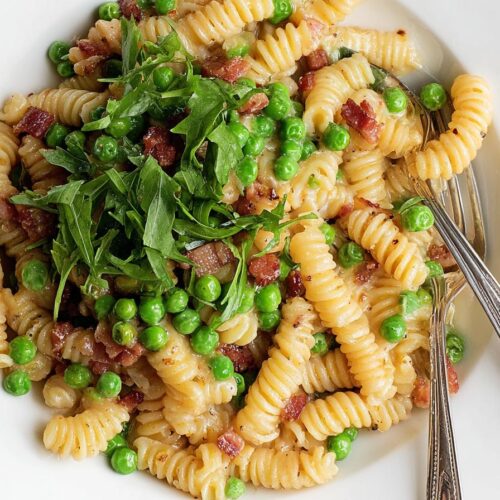 Creamy Pasta with Peas and Pancetta spring dinner