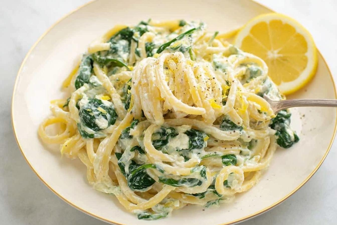 EASY LEMON RICOTTA PASTA & SPINACH