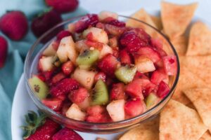 Fruit Salsa with Cinnamon Sugar Tortilla Chips