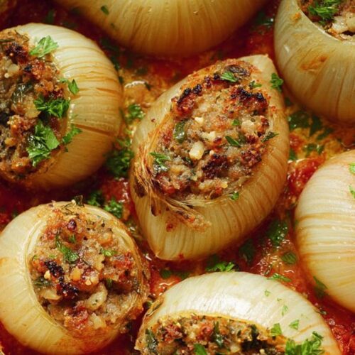 Greek Stuffed Onions