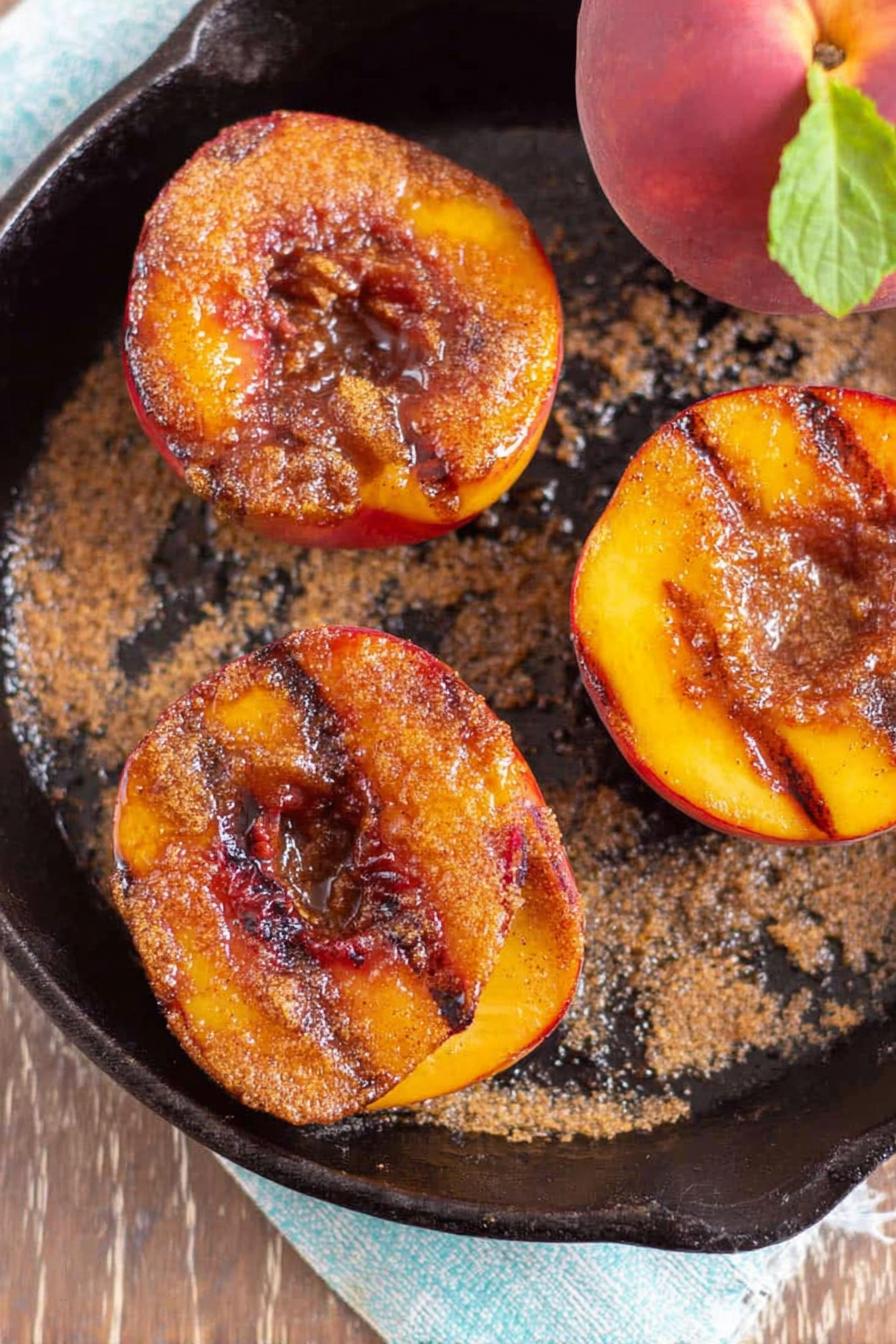 Grilled Peaches with Cinnamon and Brown Sugar