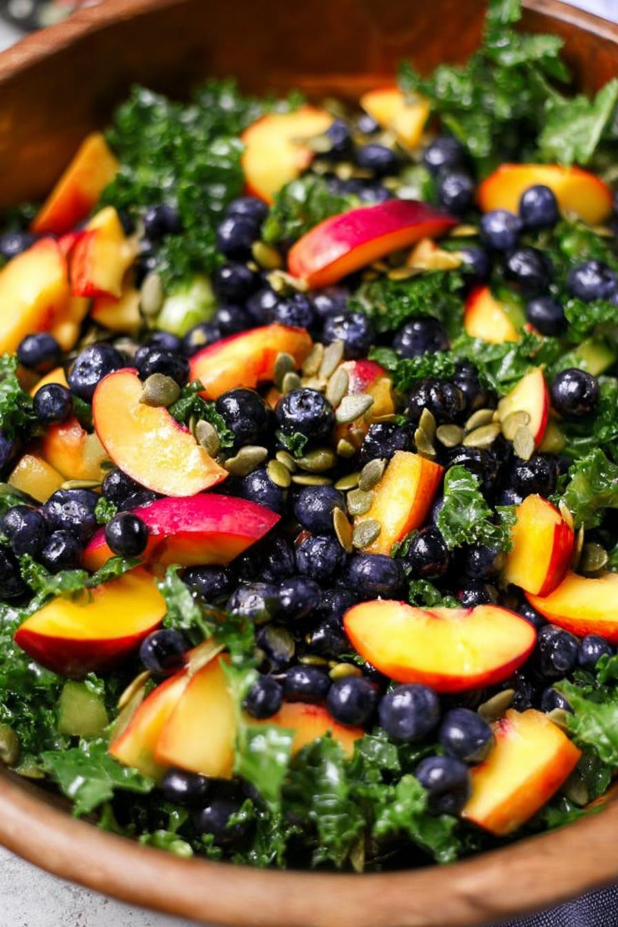 Peach Blueberry Kale Salad
