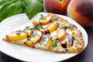Peach and Basil Naan Bread Pizza