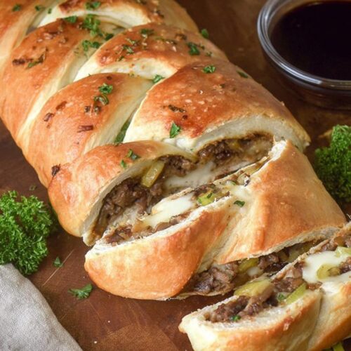 Philly Cheesesteak Braid