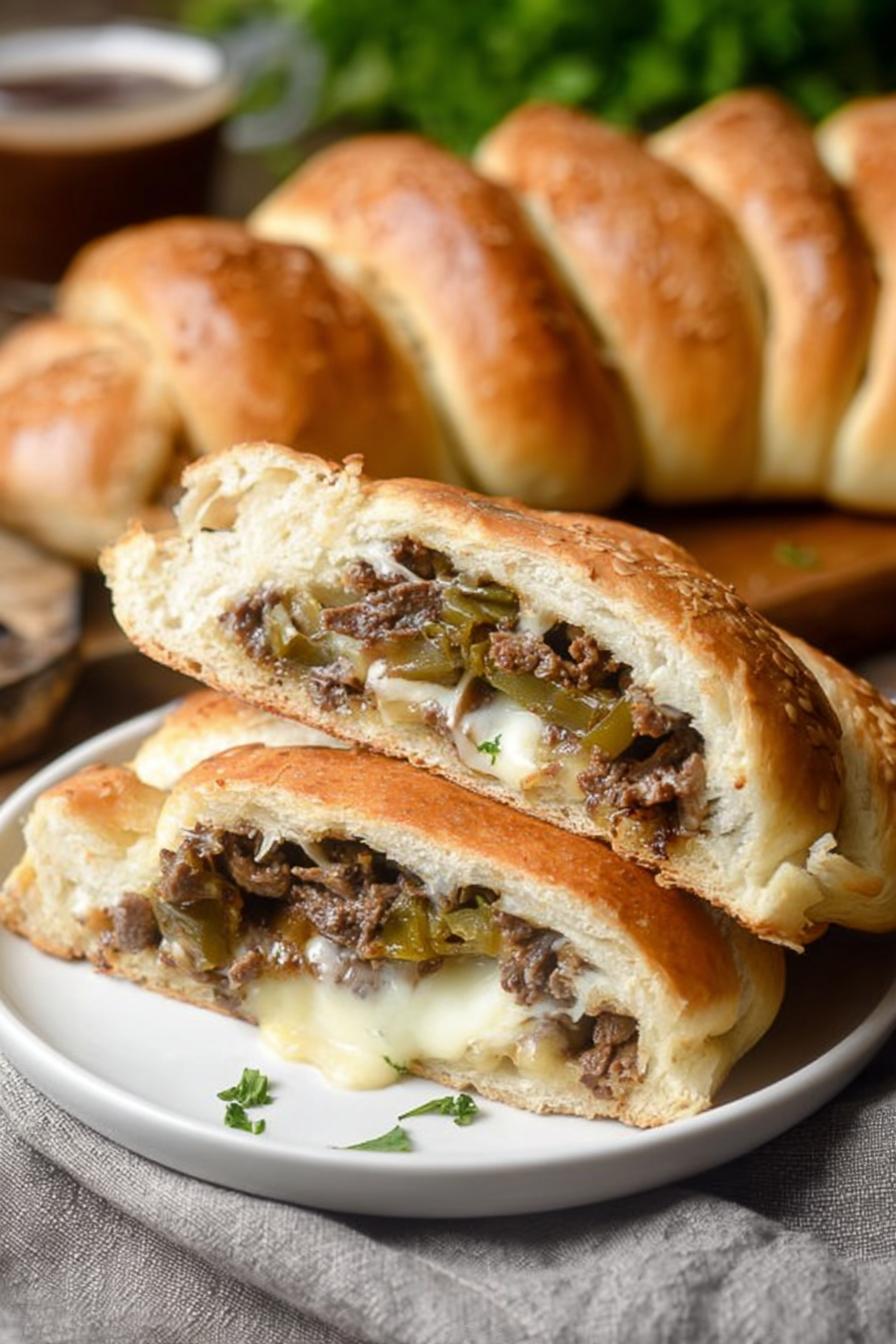 Philly Cheesesteak Braid