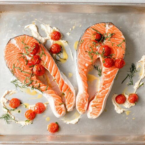 Salmon Steaks with Spicy Whipped Feta