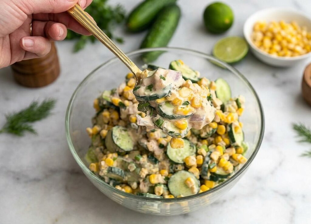 Street Corn Creamy Cucumber Salad
