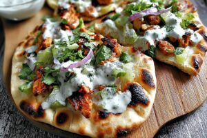 Tandoori Chicken Naan Pizza