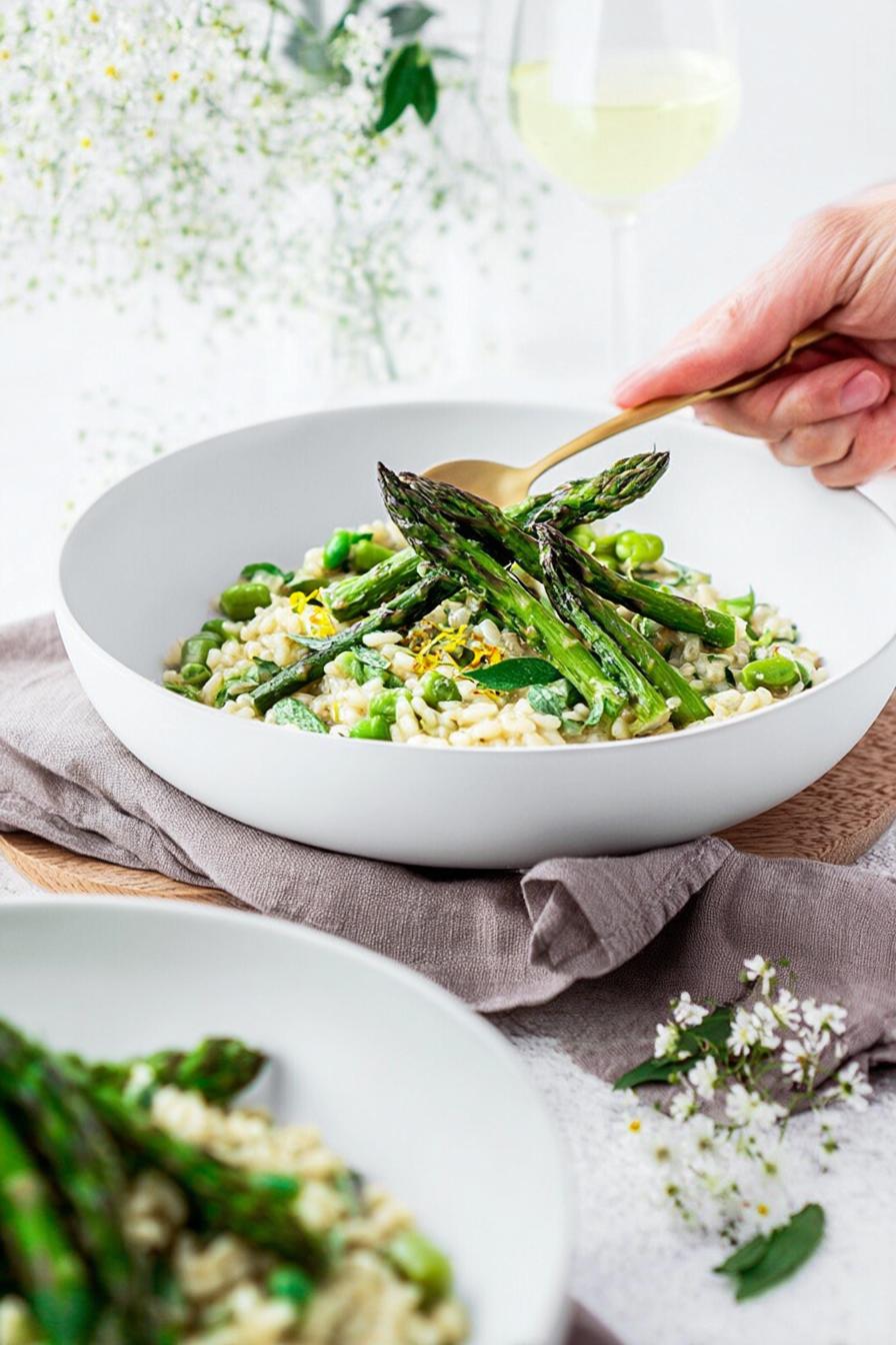 Vegan Asparagus Risotto spring dinner