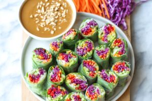 Vegetable Spring Rolls with Peanut Sauce