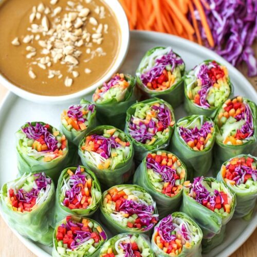 Vegetable Spring Rolls with Peanut Sauce