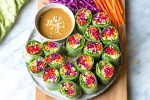 Vegetable Spring Rolls with Peanut Sauce