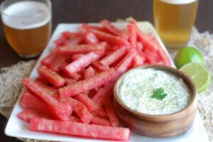 Watermelon Fries with Coconut Lime Dip
