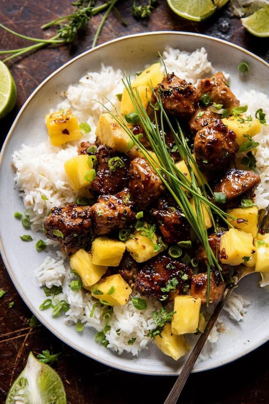 spring Pineapple Chicken with Coconut Rice.