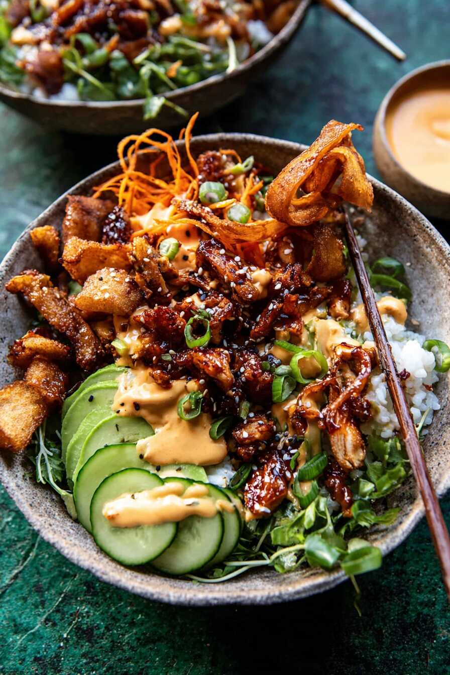 Spicy Chicken Yum Yum Rice Bowls. (1)