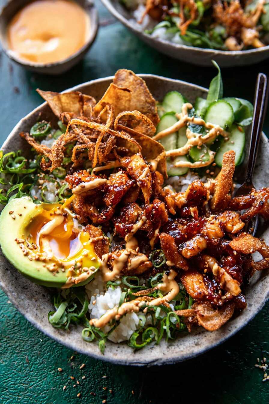 Spicy Chicken Yum Yum Rice Bowls. (2)