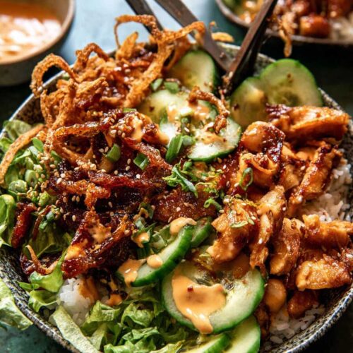 Spicy Chicken Yum Yum Rice Bowls. (3)