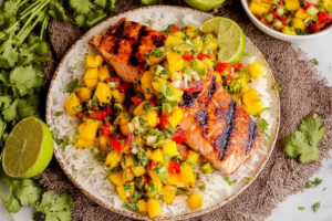 Salmon with Mango Salsa (Grilled or Baked)