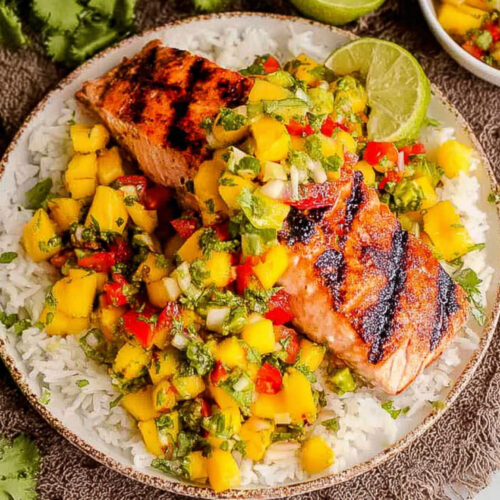 Salmon with Mango Salsa (Grilled or Baked)